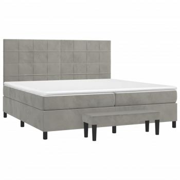 Boxspringbett mit Matratze Hellgrau 200x200 cm Samt