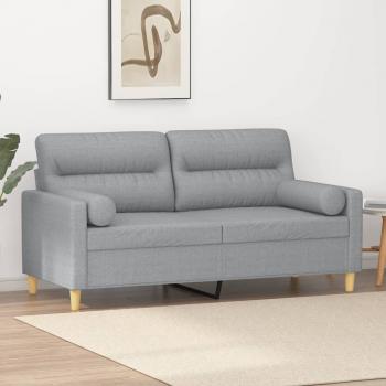 ARDEBO.de - 2-Sitzer-Sofa mit Zierkissen Hellgrau 140 cm Stoff