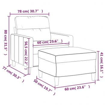 Sessel mit Hocker Dunkelgrau 60 cm Stoff