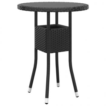 3-tlg. Garten-Bistro-Set Poly Rattan Schwarz