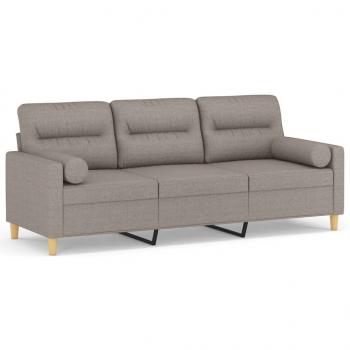 3-Sitzer-Sofa mit Zierkissen Taupe 180 cm Stoff