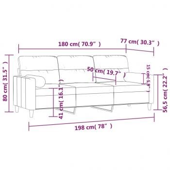 3-Sitzer-Sofa mit Zierkissen Taupe 180 cm Stoff