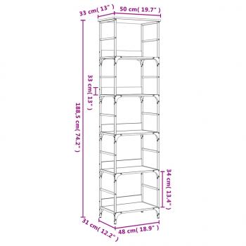 Bücherregal Grau Sonoma 50x33x188,5 cm Holzwerkstoff