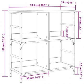 Bücherregal Schwarz 78,5x33x82 cm Holzwerkstoff