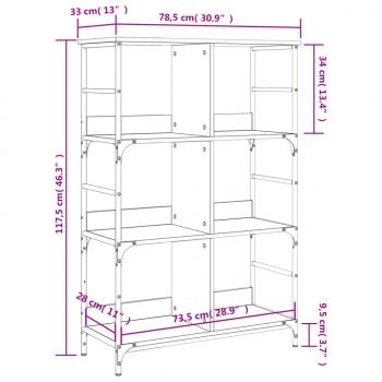 Bücherregal Sonoma-Eiche 78,5x33x117,5 cm Holzwerkstoff