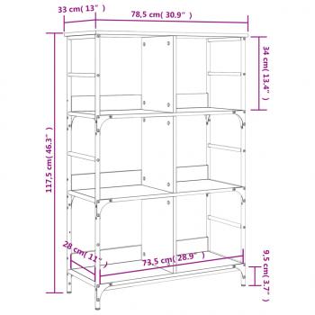 Bücherregal Grau Sonoma 78,5x33x117,5 cm Holzwerkstoff