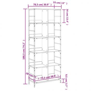 Bücherregal Sonoma-Eiche 78,5x33x188,5 cm Holzwerkstoff