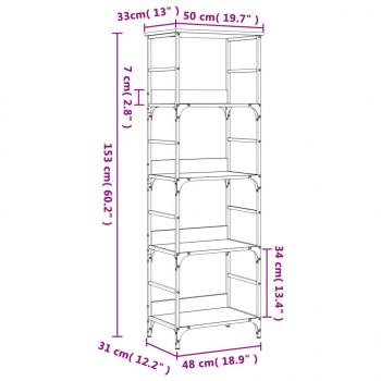 Bücherregal Räuchereiche 50x33x153 cm Holzwerkstoff