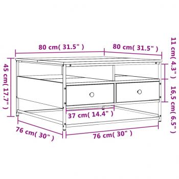 Couchtisch Braun Eichen-Optik 80x80x45 cm Holzwerkstoff