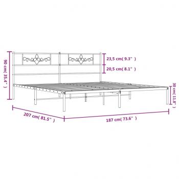 Bettgestell mit Kopfteil Metall Weiß 180x200 cm