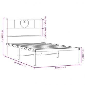 Bettgestell mit Kopfteil Metall Schwarz 80x200 cm