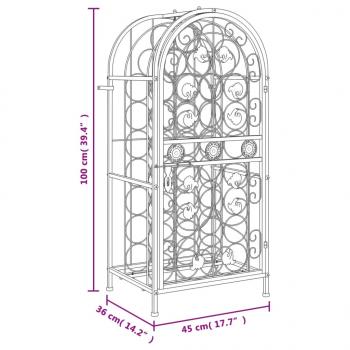 Weinregal für 33 Flaschen Schwarz 45x36x100 cm Schmiedeeisen