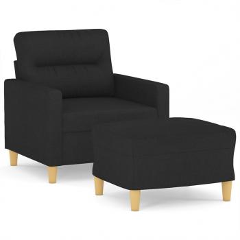 Sessel mit Hocker Schwarz 60 cm Stoff