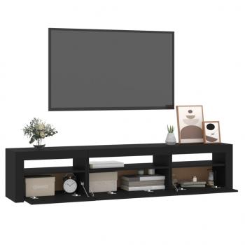 TV-Schrank mit LED-Leuchten Schwarz 195x35x40 cm