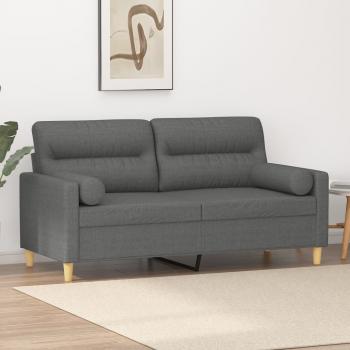 ARDEBO.de - 2-Sitzer-Sofa mit Zierkissen Dunkelgrau 140 cm Stoff