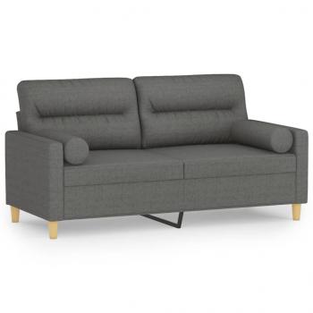 2-Sitzer-Sofa mit Zierkissen Dunkelgrau 140 cm Stoff