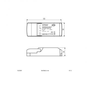 EVN Netzgerät 24V/DC - 2,5-25W - IP20 - Primär: 220-240V/AC dimmbar mit Phasenan- und Phasenabschnitt-Dimmer (SLD2425)