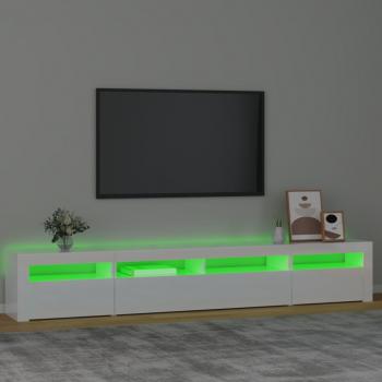 TV-Schrank mit LED-Leuchten Hochglanz-Weiß 240x35x40 cm