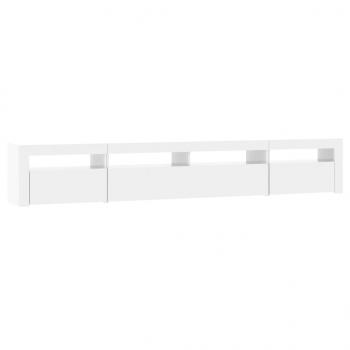 TV-Schrank mit LED-Leuchten Hochglanz-Weiß 240x35x40 cm