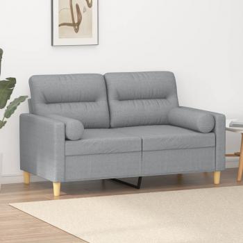 ARDEBO.de - 2-Sitzer-Sofa mit Zierkissen Hellgrau 120 cm Stoff