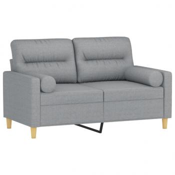 2-Sitzer-Sofa mit Zierkissen Hellgrau 120 cm Stoff