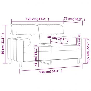 2-Sitzer-Sofa mit Zierkissen Taupe 120 cm Stoff