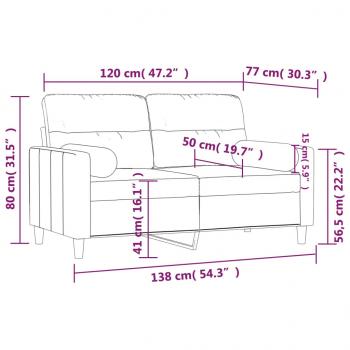 2-Sitzer-Sofa mit Zierkissen Hellgelb 120 cm Stoff