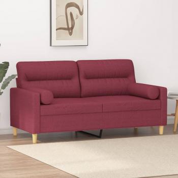 ARDEBO.de - 2-Sitzer-Sofa mit Zierkissen Weinrot 140 cm Stoff