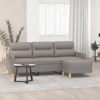 ARDEBO.de - 3-Sitzer-Sofa mit Hocker Taupe 180 cm Stoff