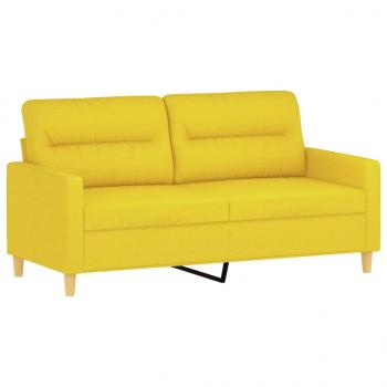 2-Sitzer-Sofa mit Zierkissen Hellgelb 140 cm Stoff