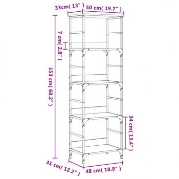 Bücherregal Braun Eichen-Optik 50x33x153 cm Holzwerkstoff