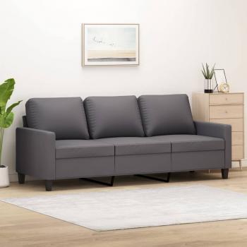 ARDEBO.de - 3-Sitzer-Sofa Grau 180 cm Kunstleder