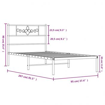 Bettgestell mit Kopfteil Metall Weiß 90x200 cm