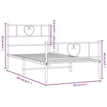 Bettgestell mit Kopf- und Fußteil Metall Schwarz 100x200 cm