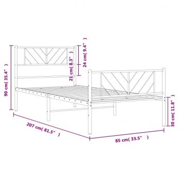 Bettgestell mit Kopf- und Fußteil Metall Schwarz 80x200 cm