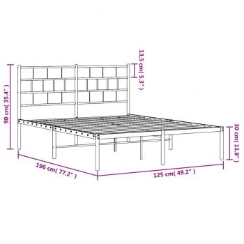 Bettgestell mit Kopfteil Metall Schwarz 120x190 cm