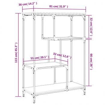 Bücherregal Sonoma-Eiche 81x36x115 cm Holzwerkstoff und Stahl