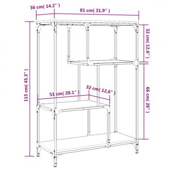 Bücherregal Braun Eiche 81x36x115 cm Holzwerkstoff und Stahl