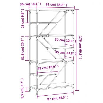 Bücherregal Schwarz 91x36x176 cm Holzwerkstoff und Stahl