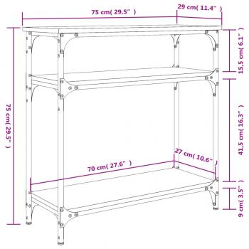 Konsolentisch Grau Sonoma 75x29x75 cm Holzwerkstoff