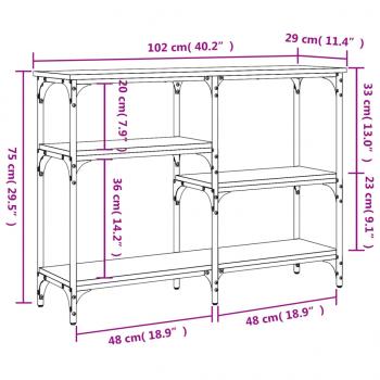 Konsolentisch Grau Sonoma 102x29x75 cm Holzwerkstoff