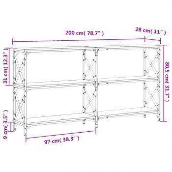 Konsolentisch Schwarz 200x28x80,5 cm Holzwerkstoff