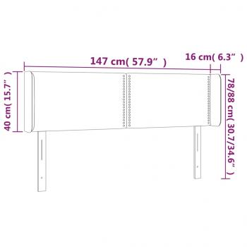 LED Kopfteil Creme 147x16x78/88 cm Stoff