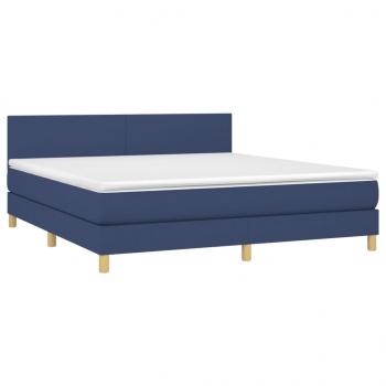 Boxspringbett mit Matratze & LED Blau 160x200 cm Stoff