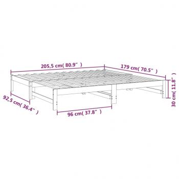 Tagesbett Ausziehbar Grau 2x(90x200) cm Massivholz Kiefer