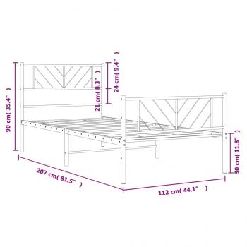 Bettgestell mit Kopf- und Fußteil Metall Schwarz 107x203 cm