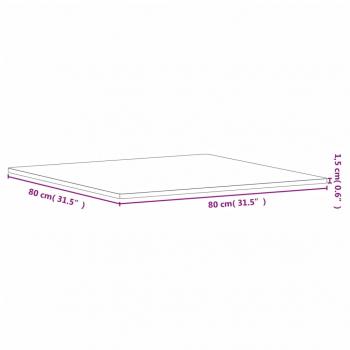 Tischplatte 80x80x1,5 cm Quadratisch Massivholz Buche