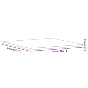 Tischplatte 80x80x2,5 cm Quadratisch Massivholz Buche