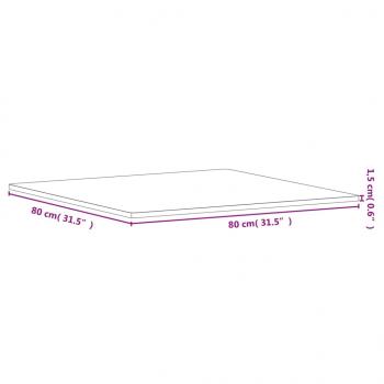 Tischplatte 80x80x1,5 cm Quadratisch Massivholz Buche