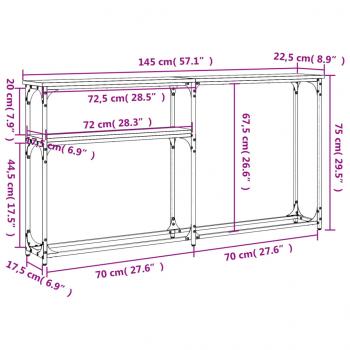 Konsolentisch Grau Sonoma 145x22,5x75 cm Holzwerkstoff